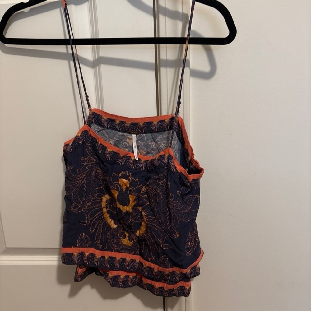 Free People Navy and Orange Tank Top